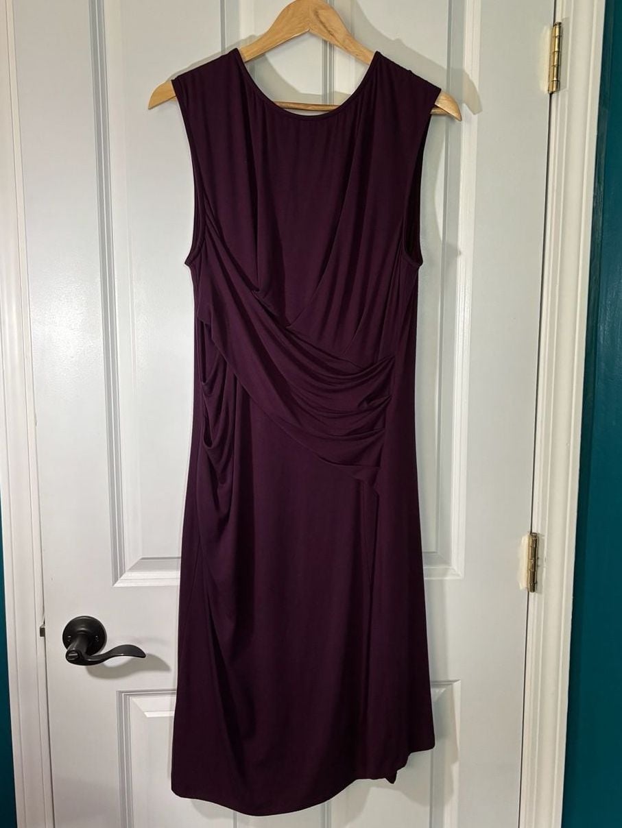 NWT KUT from the Kloth Mollee Ruched Sheath Dress Size 14 Plum Chic 3