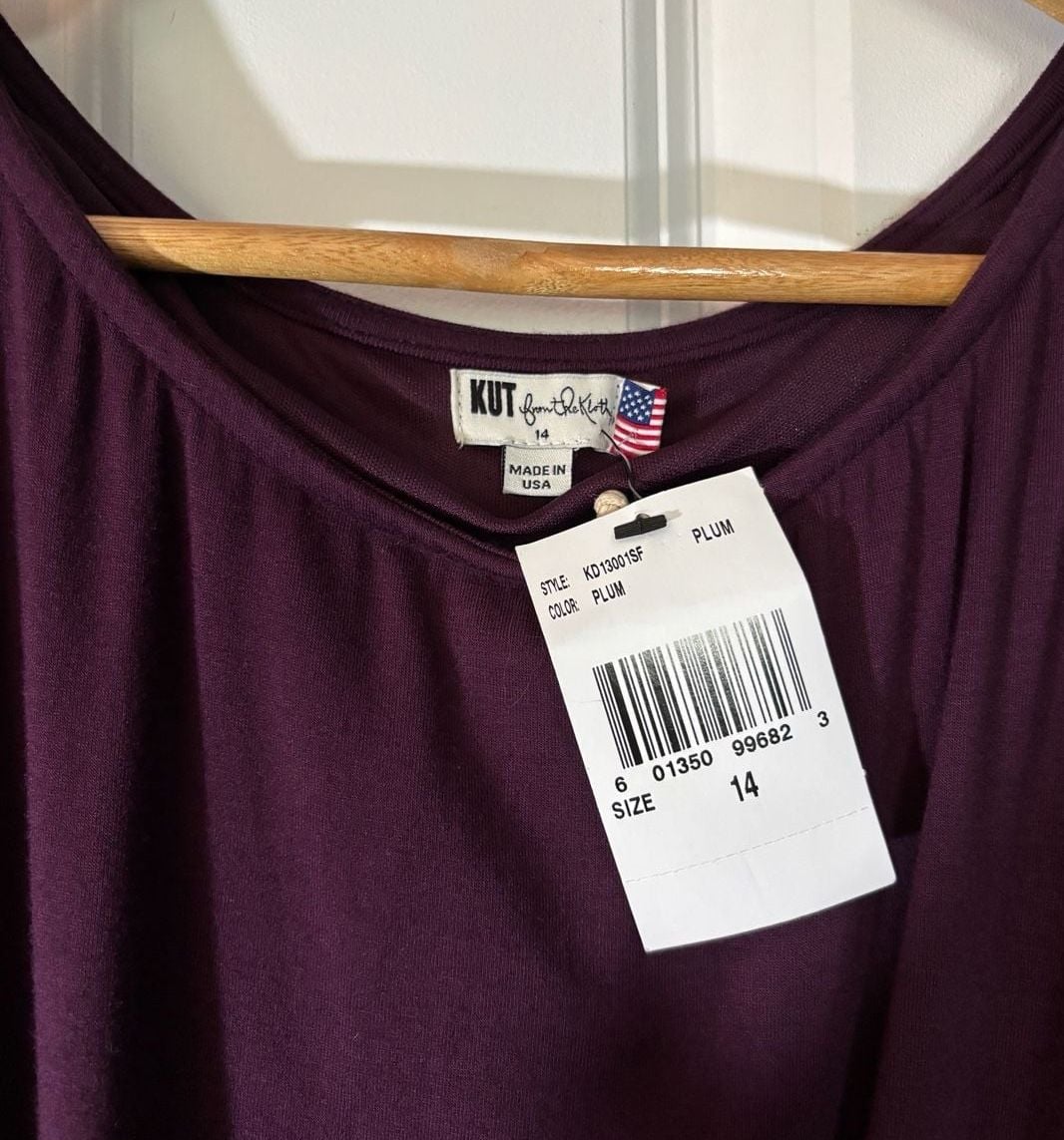 NWT KUT from the Kloth Mollee Ruched Sheath Dress Size 14 Plum Chic 7