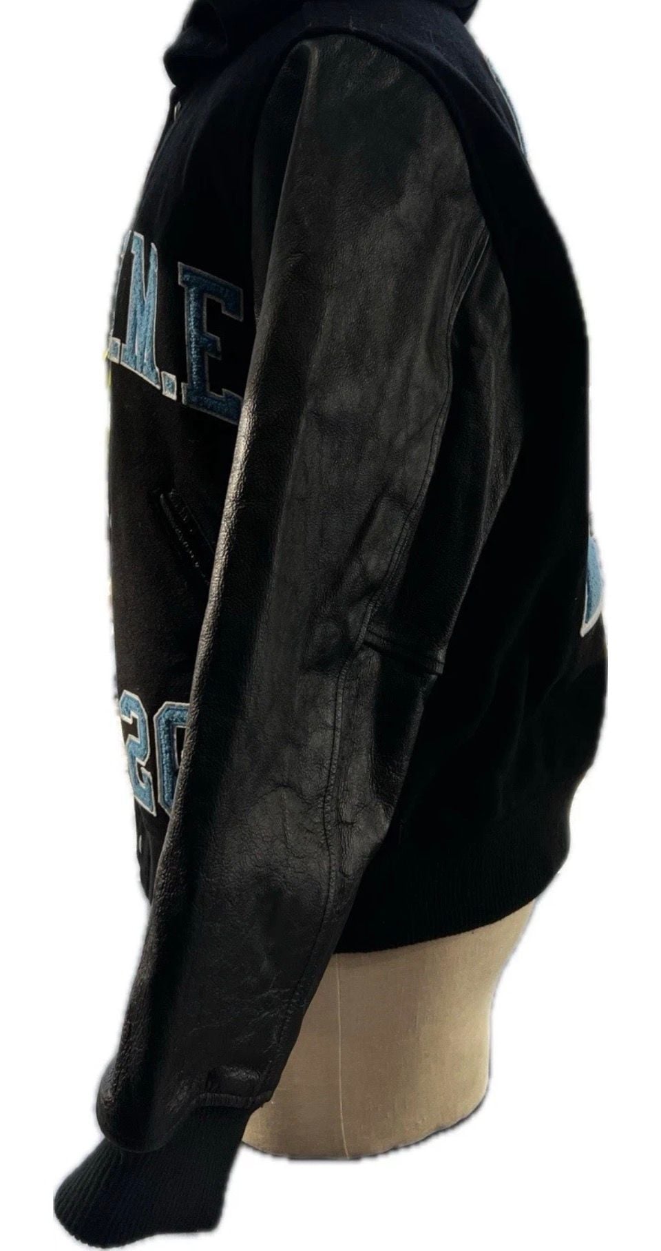 Supreme King Hooded Varsity Jacket Size L Black Leather 7