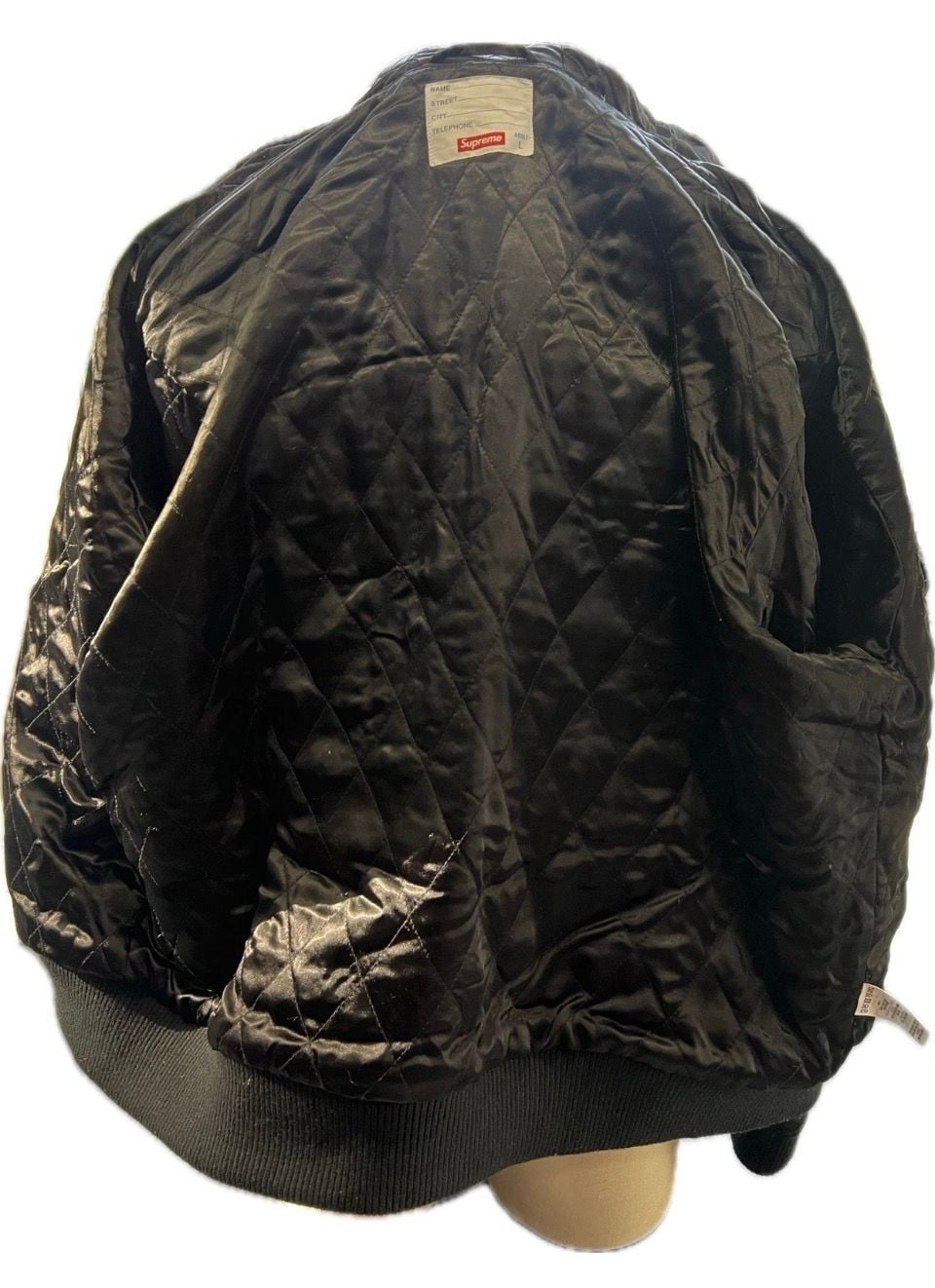 Supreme King Hooded Varsity Jacket Size L Black Leather 10