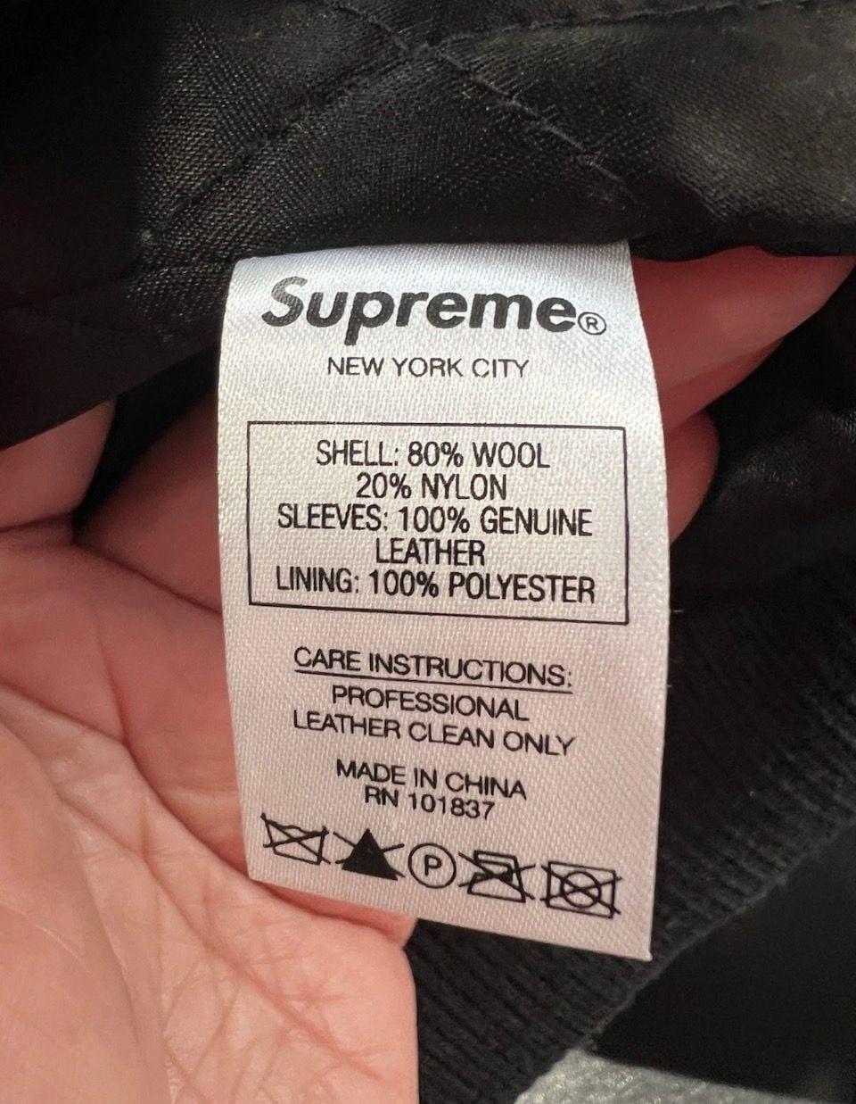 Supreme King Hooded Varsity Jacket Size L Black Leather 11