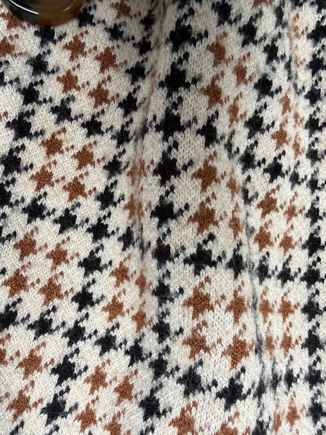 Marled by Reunited Clothing Houndstooth Double Breasted Knit Blazer Brown L 5