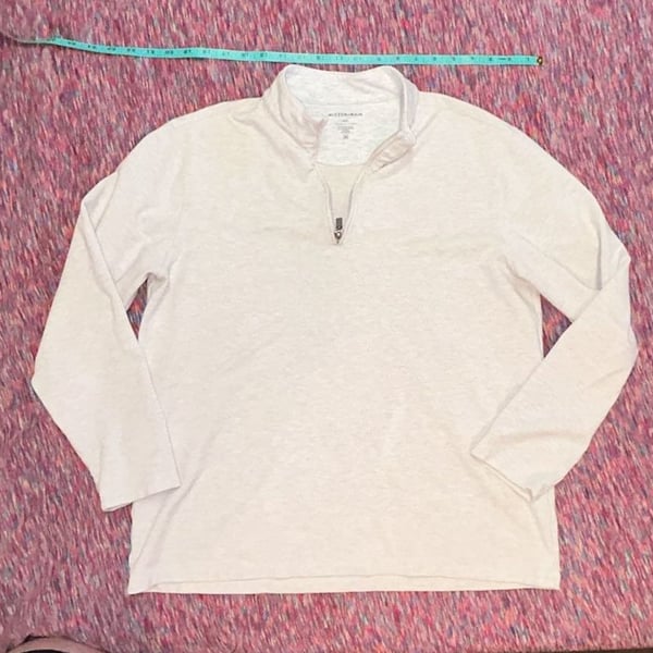 Mizzen + Main Quarter-Zip Pullover Size Large Heathered White