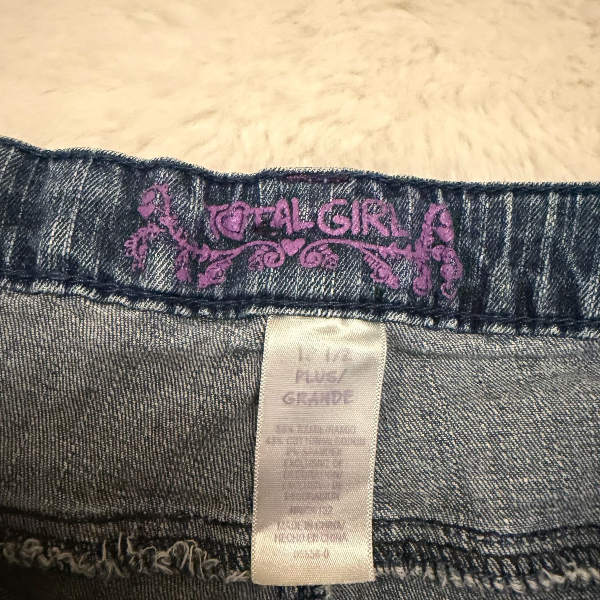 Total Girl Denim Jean Shorts Size 14 1/2 Plus Blue Butterfly Applique 4