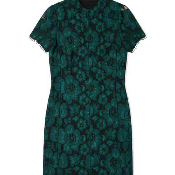 Betsey Johnson Emerald Lace Mock Neck Mini Shift Dress 2