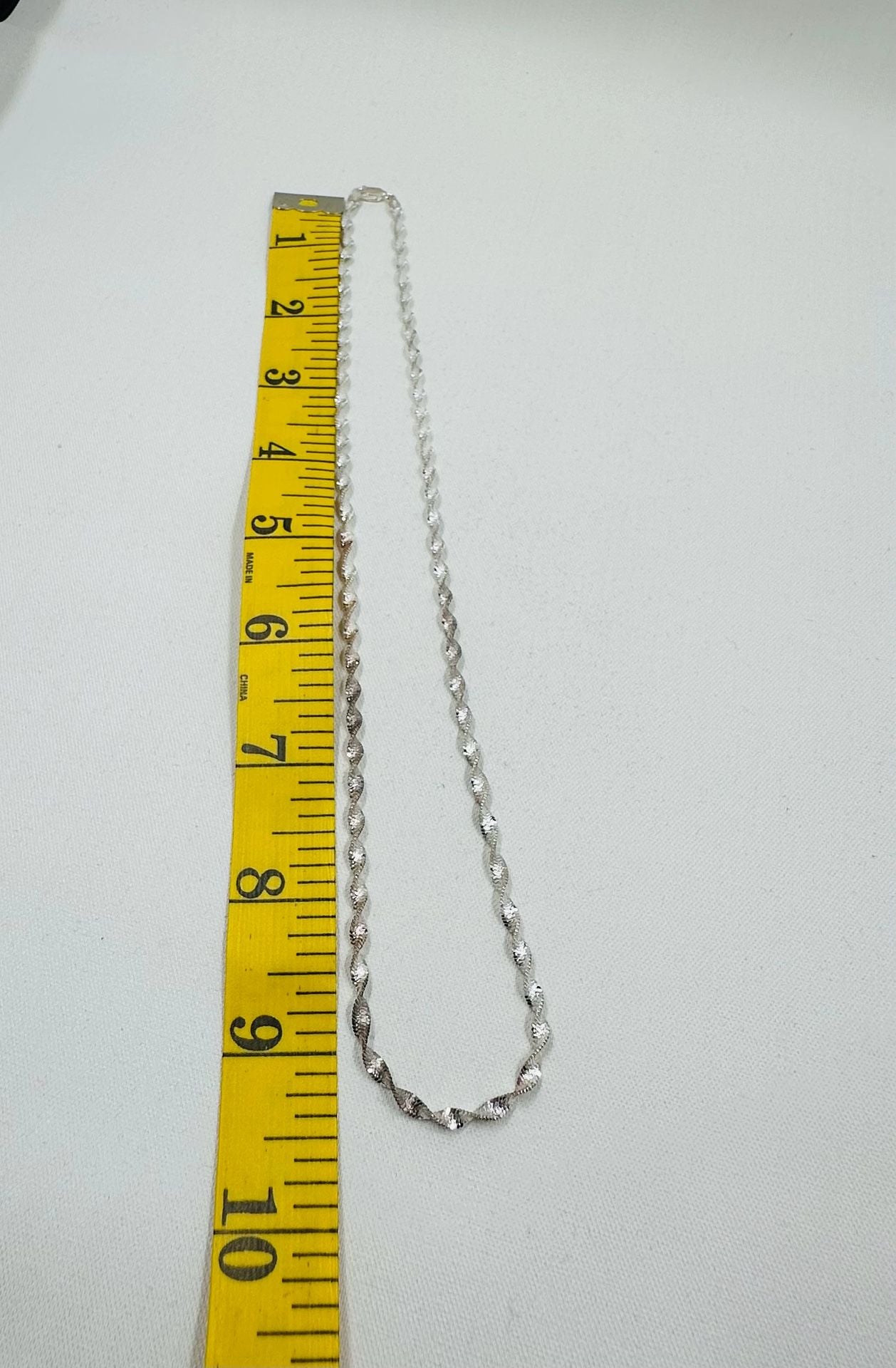 925 Italy Sterling Silver Twisted Textured Chain Necklace 18” 6