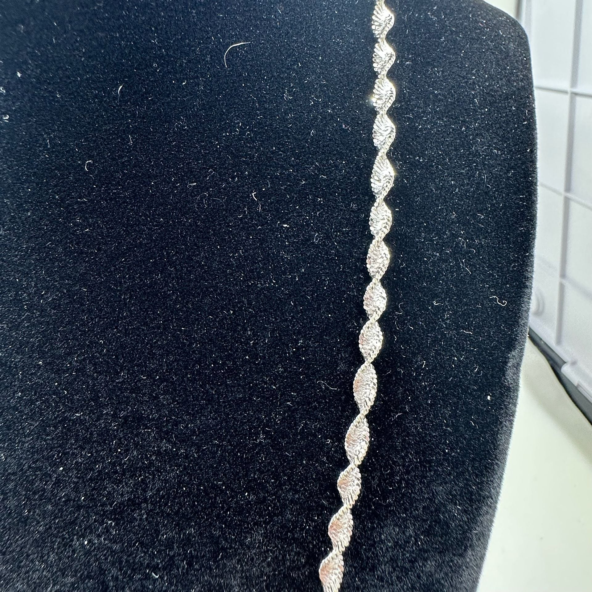 925 Italy Sterling Silver Twisted Textured Chain Necklace 18” 4