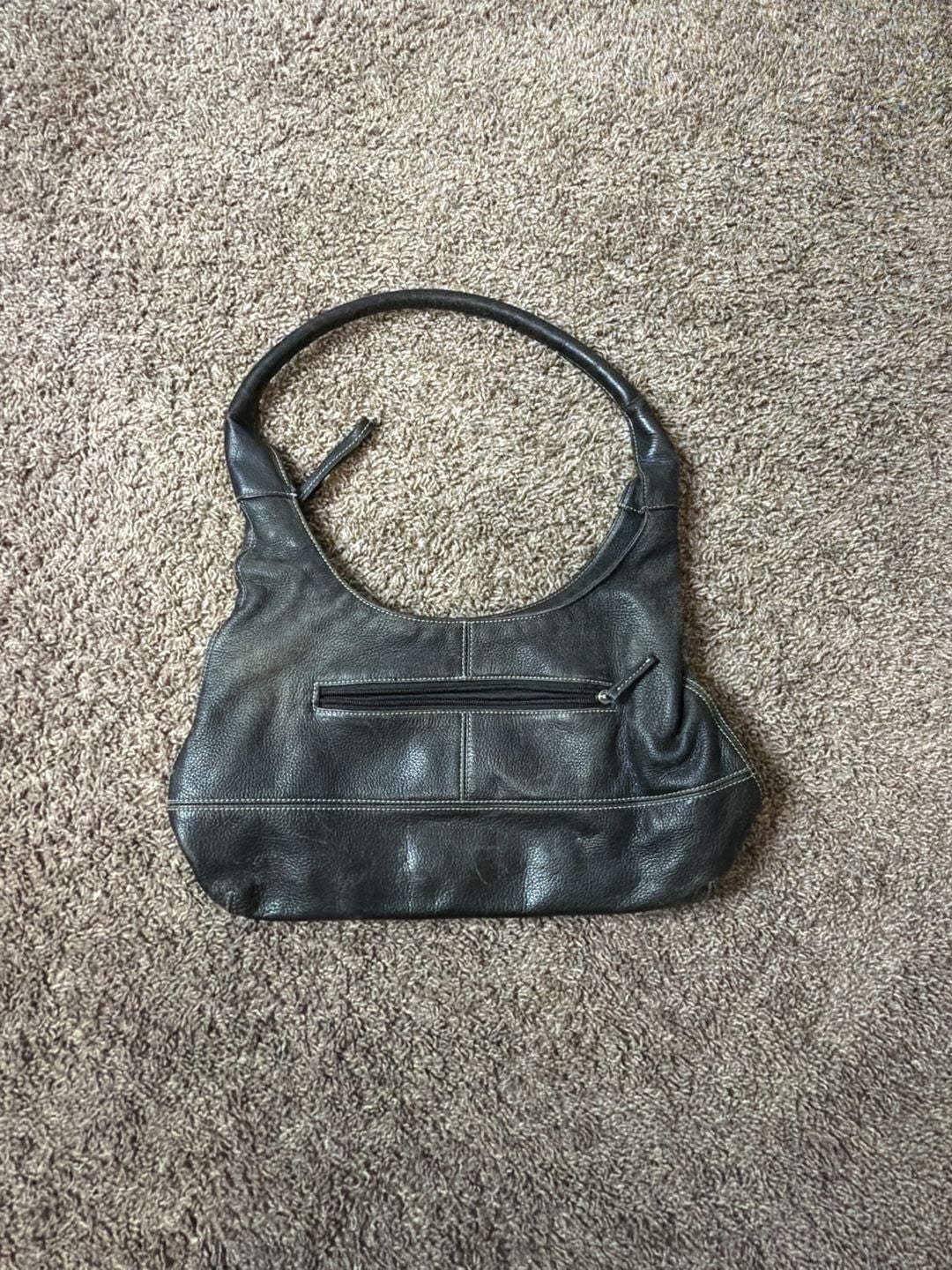 Tignanello Black Leather Shoulder Bag Hobo Purse 2