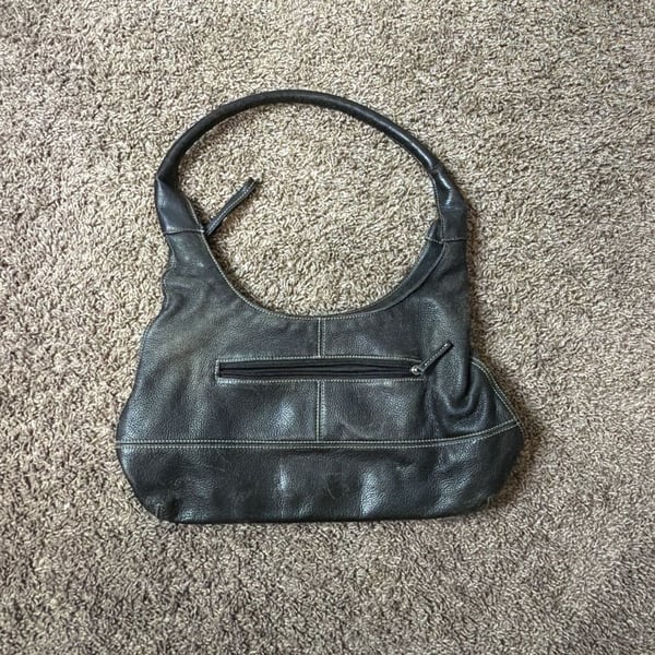 Tignanello Black Leather Shoulder Bag Hobo Purse