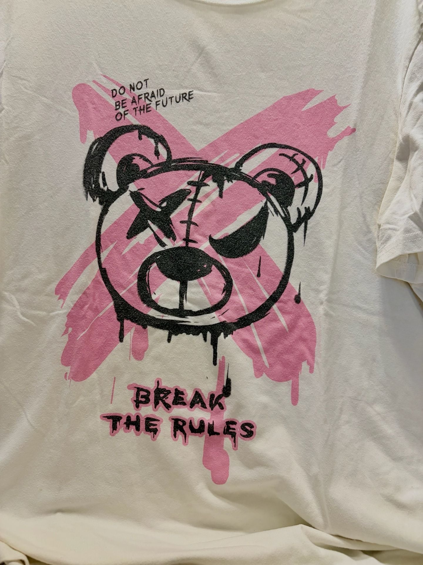 SHEIN Graphic T-Shirt Size L White Bear Break The Rules 3