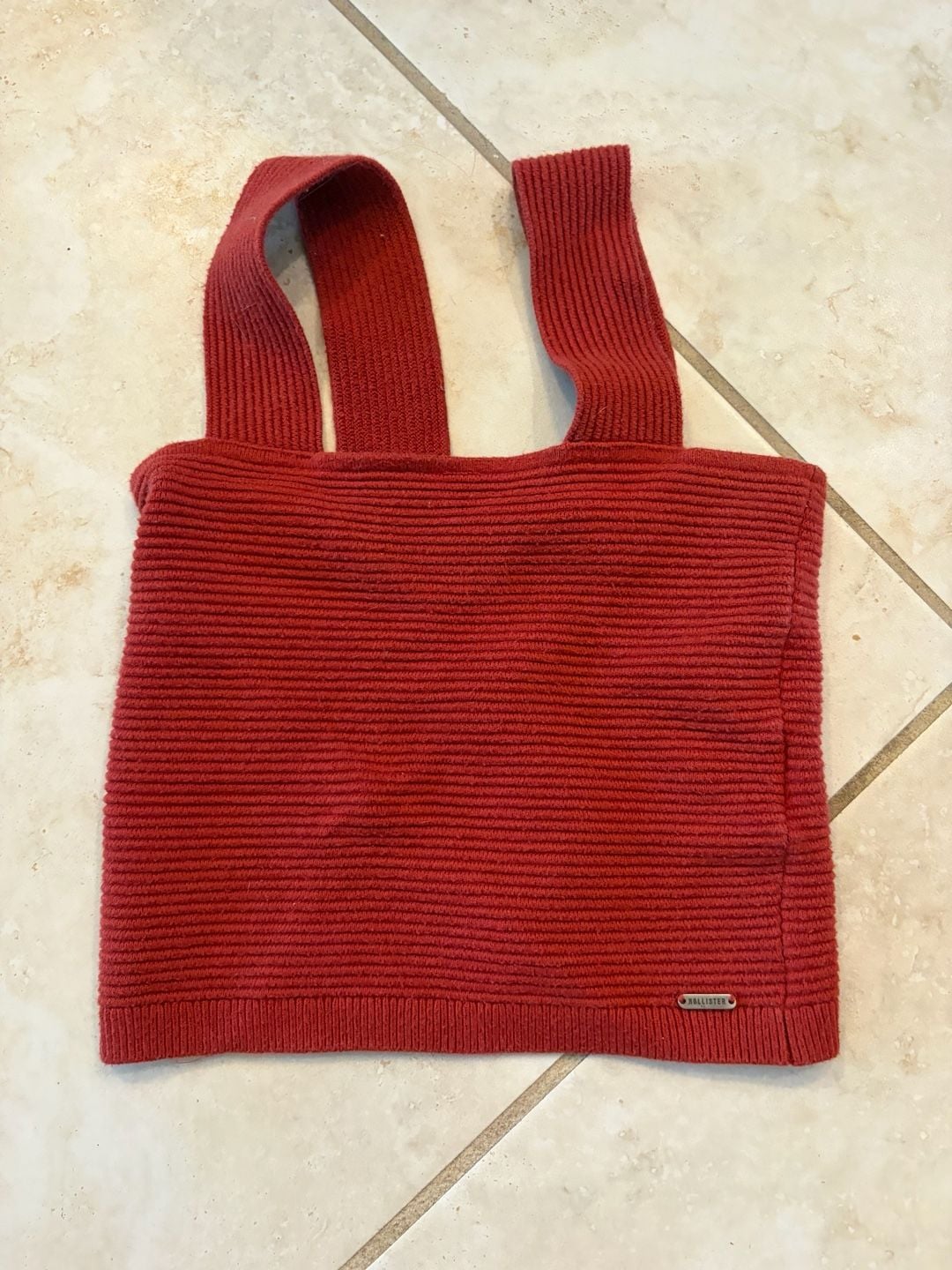 Hollister Ribbed Crop Tank Top Size S Red 2