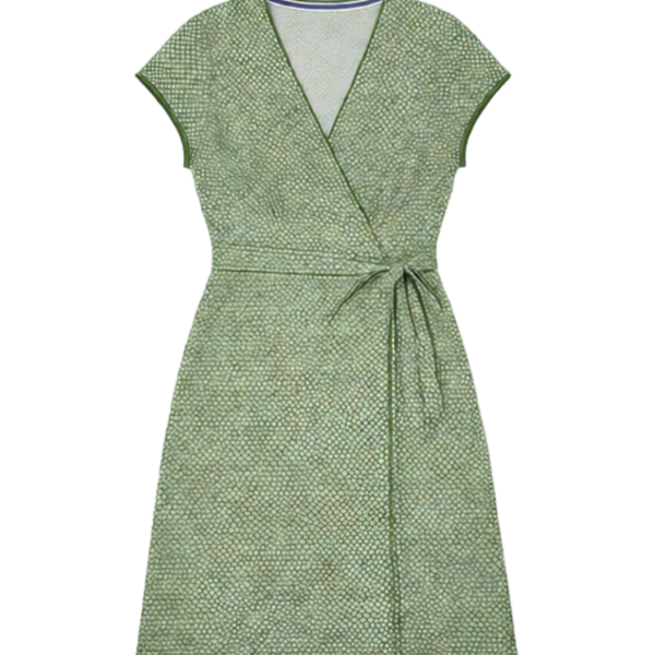 Boden Cotton Green Polka Dot Wrap Midi Dress Empire Waist Size 8L, EUC