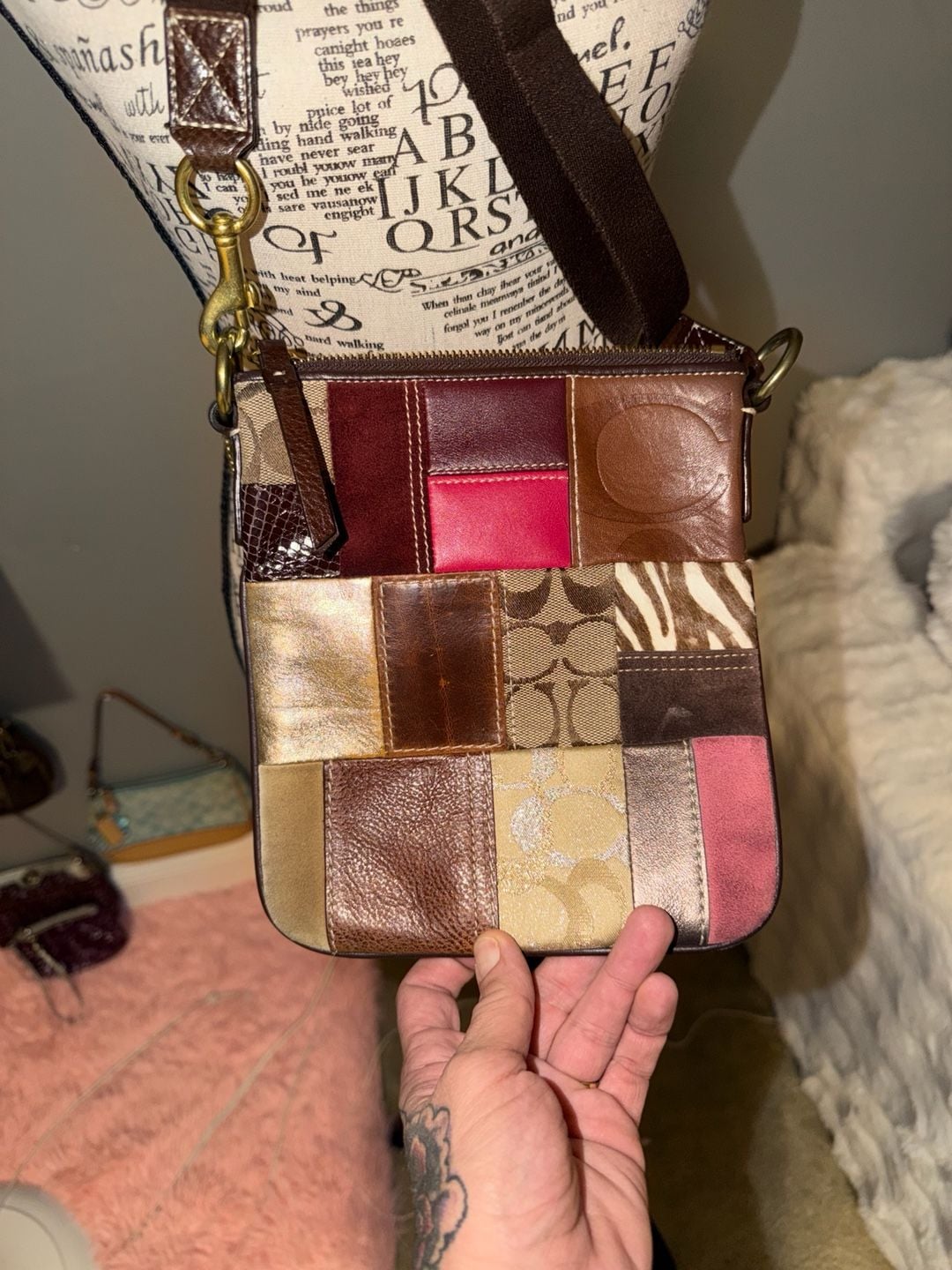 Coach Patchwork Crossbody Bag Multi Color Leather Y2K 2