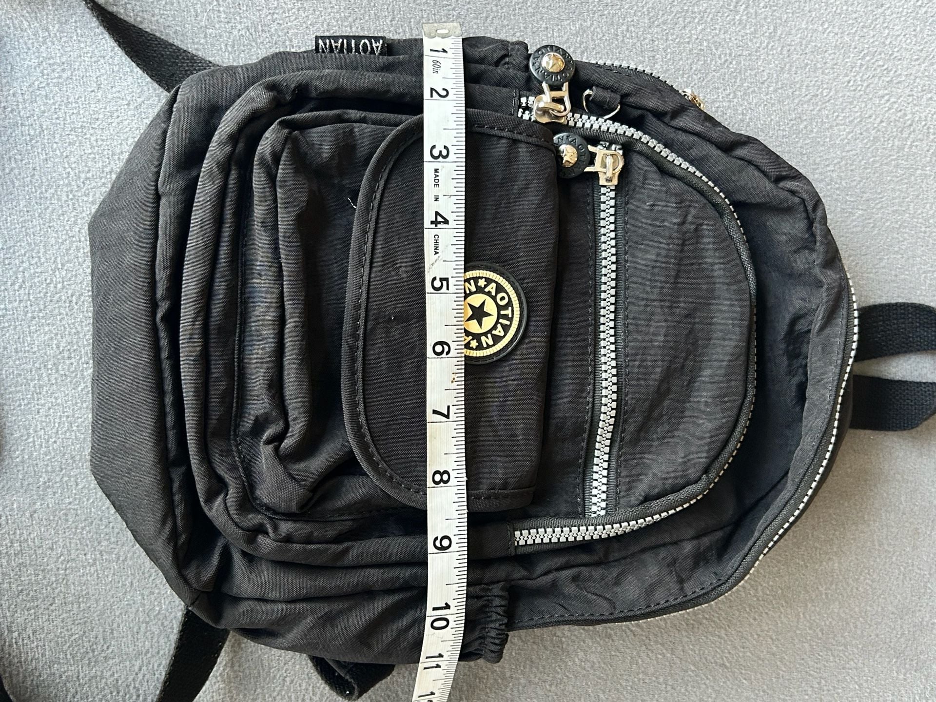Aotian Black Nylon Mini Backpack Purse Shoulder Bag X74 8