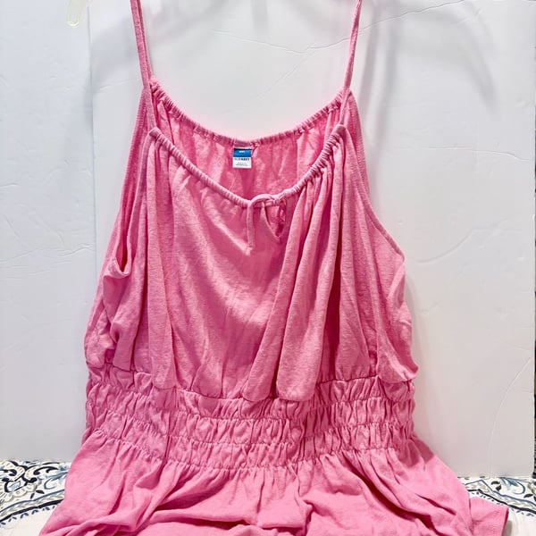 Old Navy Spaghetti Strap Tank Top Size XXL Pink Smocked Waist Peplum Blouse