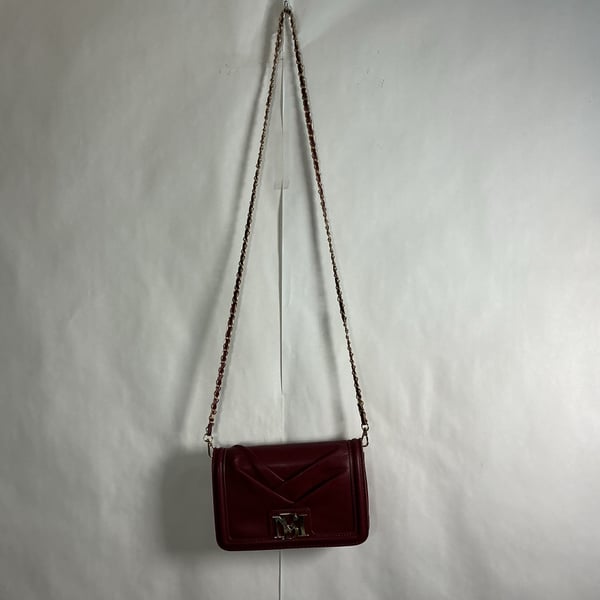 Badgley Mischka Pleated Crossbody Bag Burgundy Gold Chain