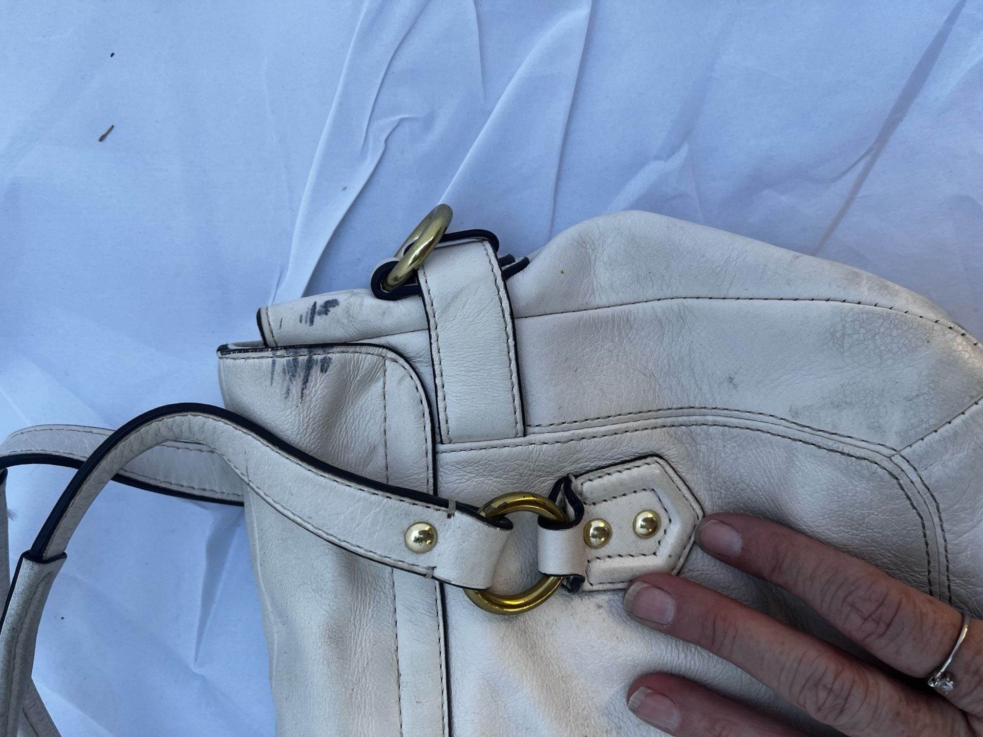 Coach Campbell Eva Flap Satchel White Leather Bag F27231 4