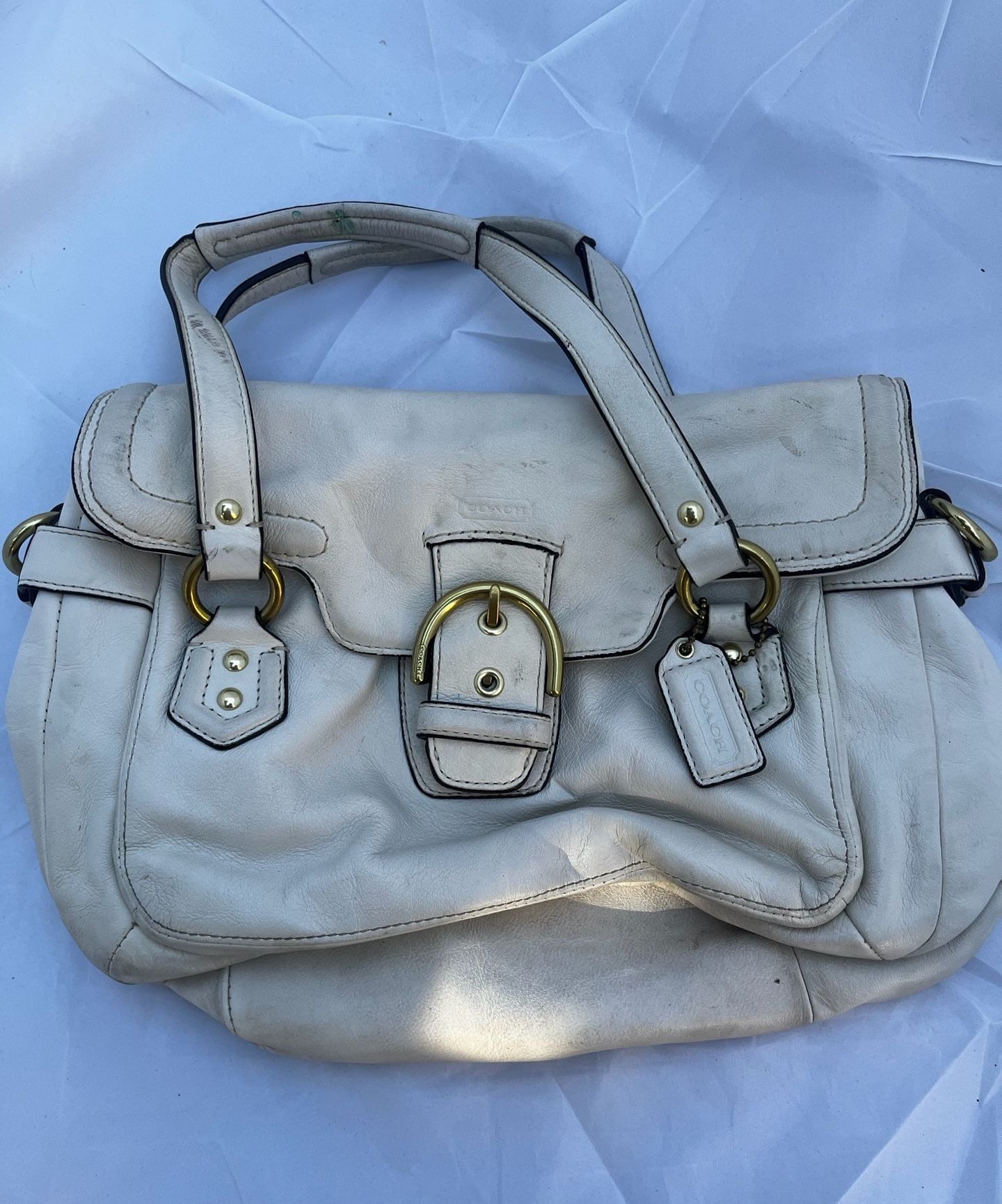 Coach Campbell Eva Flap Satchel White Leather Bag F27231 2