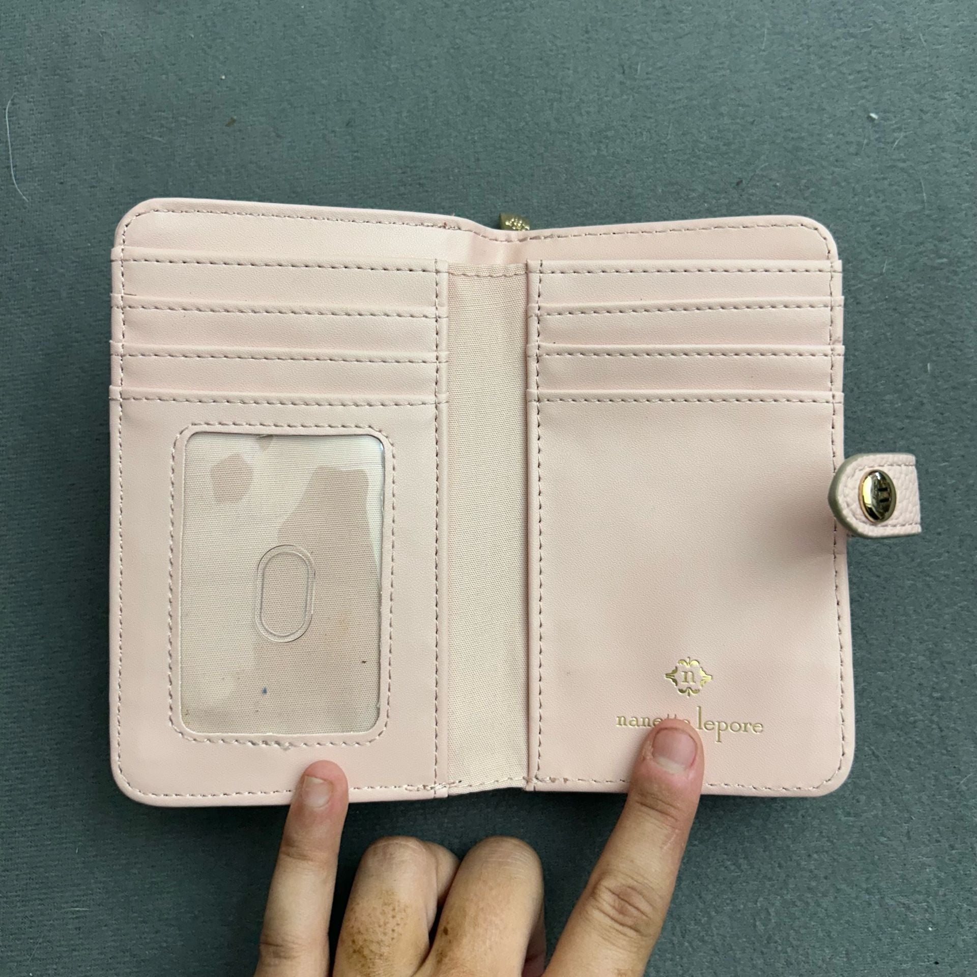 Nanette Lepore Pink Faux Leather Wallet Snap Closure 5