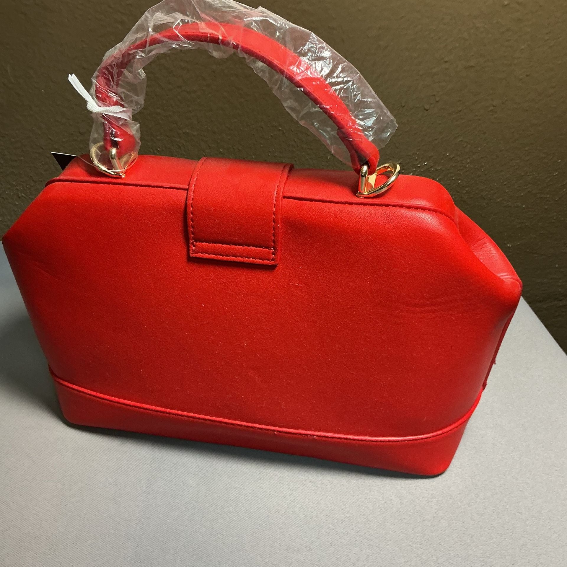 Alyssa Quilted Satchel Handbag Red Vegan Leather 2 Piece Set 4