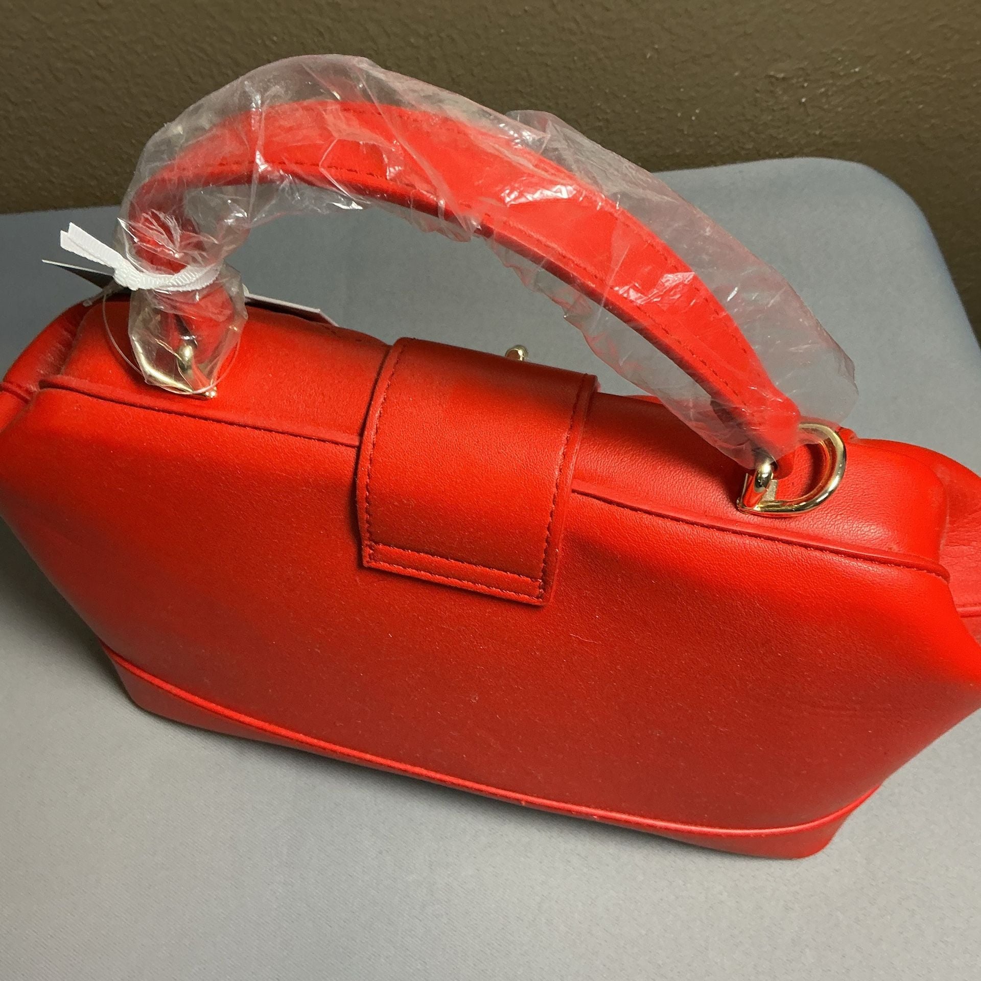 Alyssa Quilted Satchel Handbag Red Vegan Leather 2 Piece Set 5