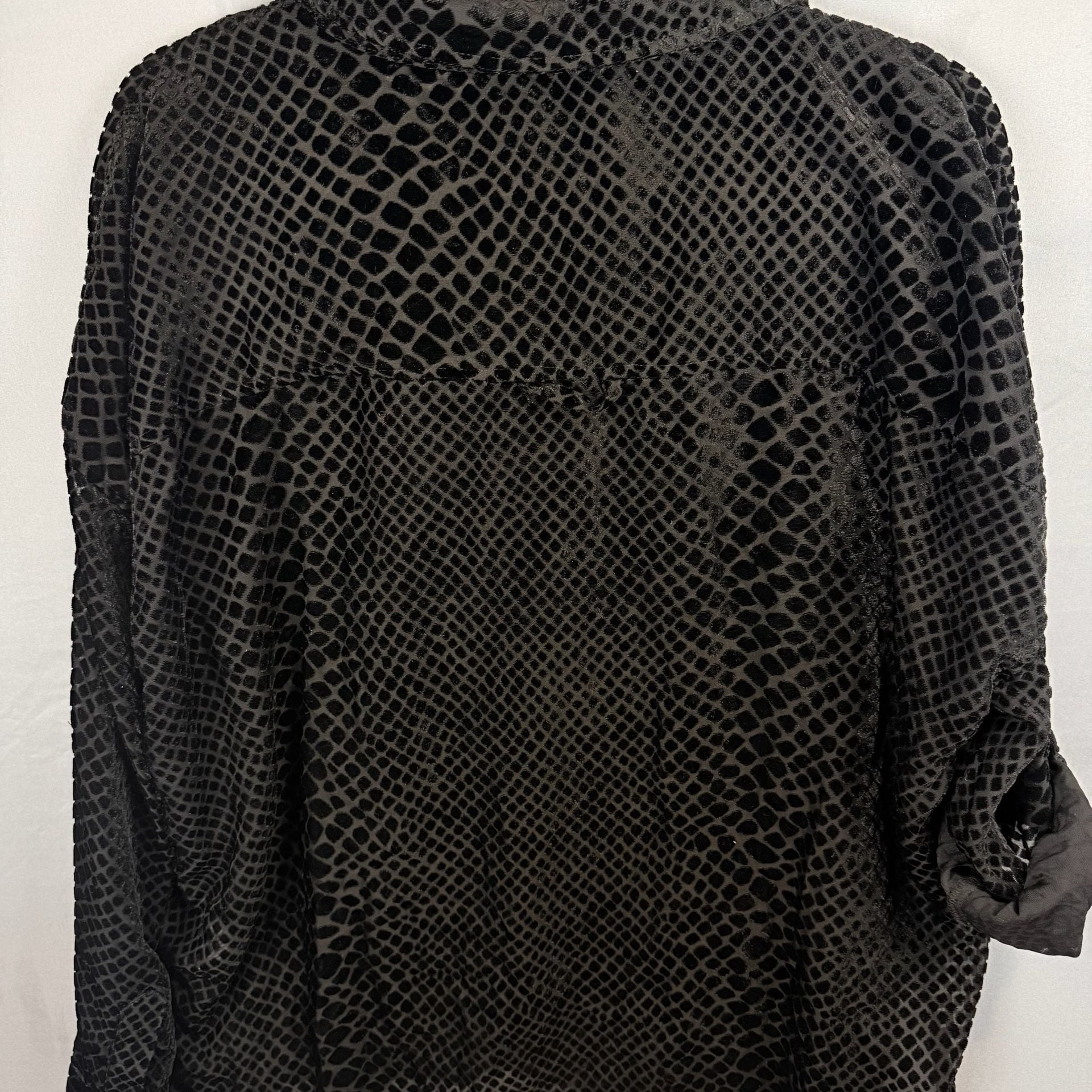 Dear John Blouse Size L Black Burnout Velvet Snake Print Long Sleeve 5
