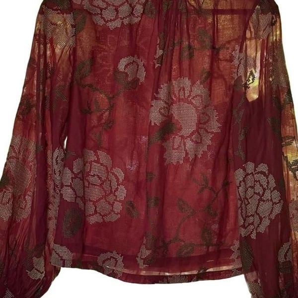 Payal Pratap for Anthropologie Rhododendron Embroidered Blouse