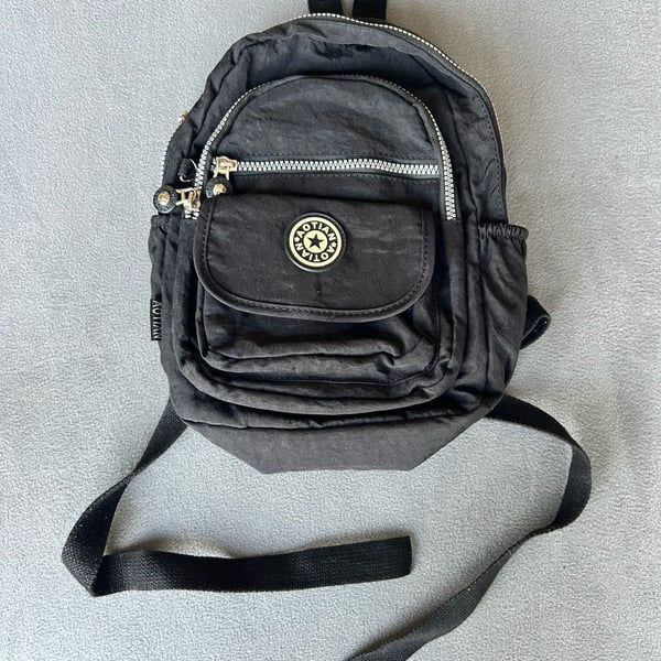 Aotian Black Nylon Mini Backpack Purse Shoulder Bag X74