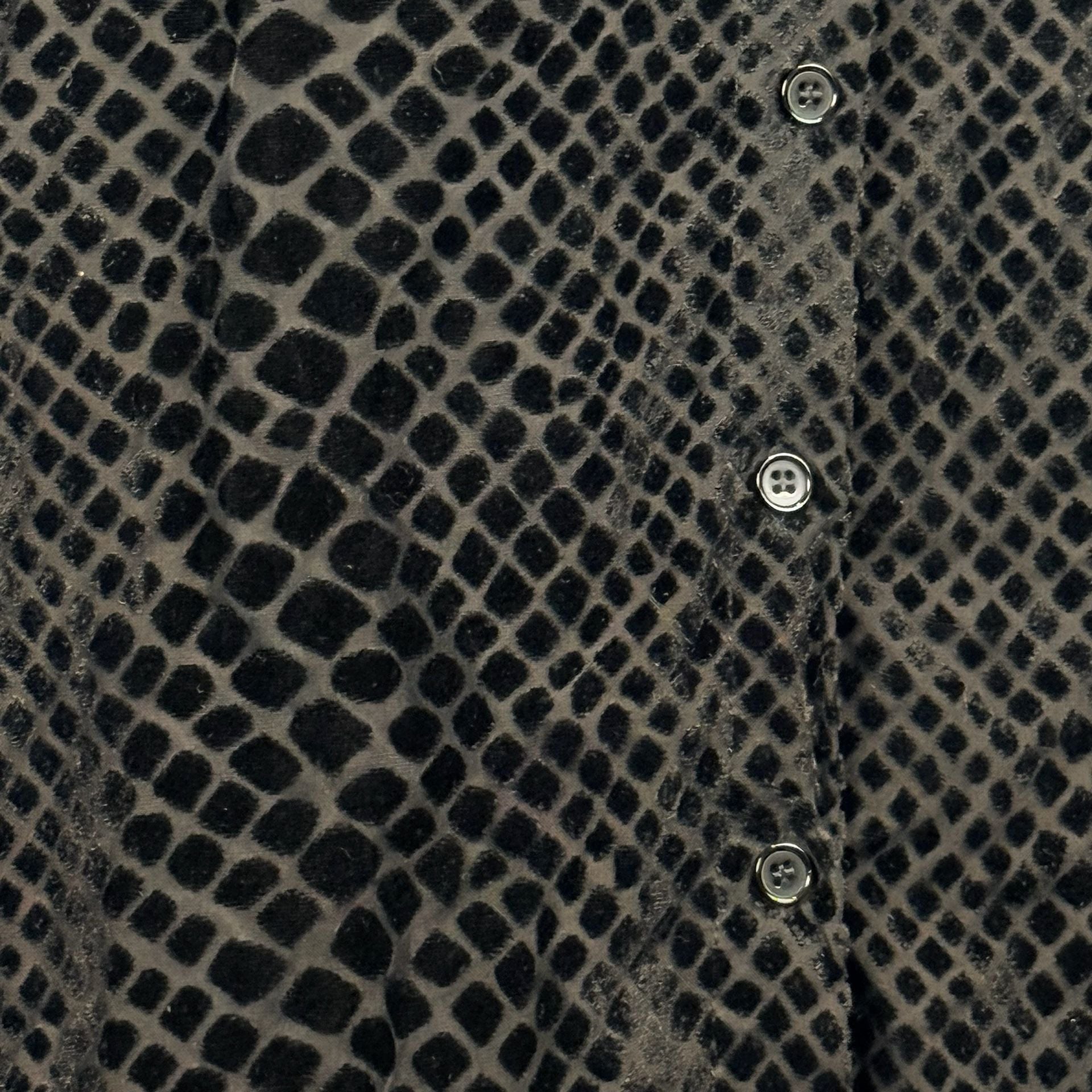 Dear John Blouse Size L Black Burnout Velvet Snake Print Long Sleeve 7
