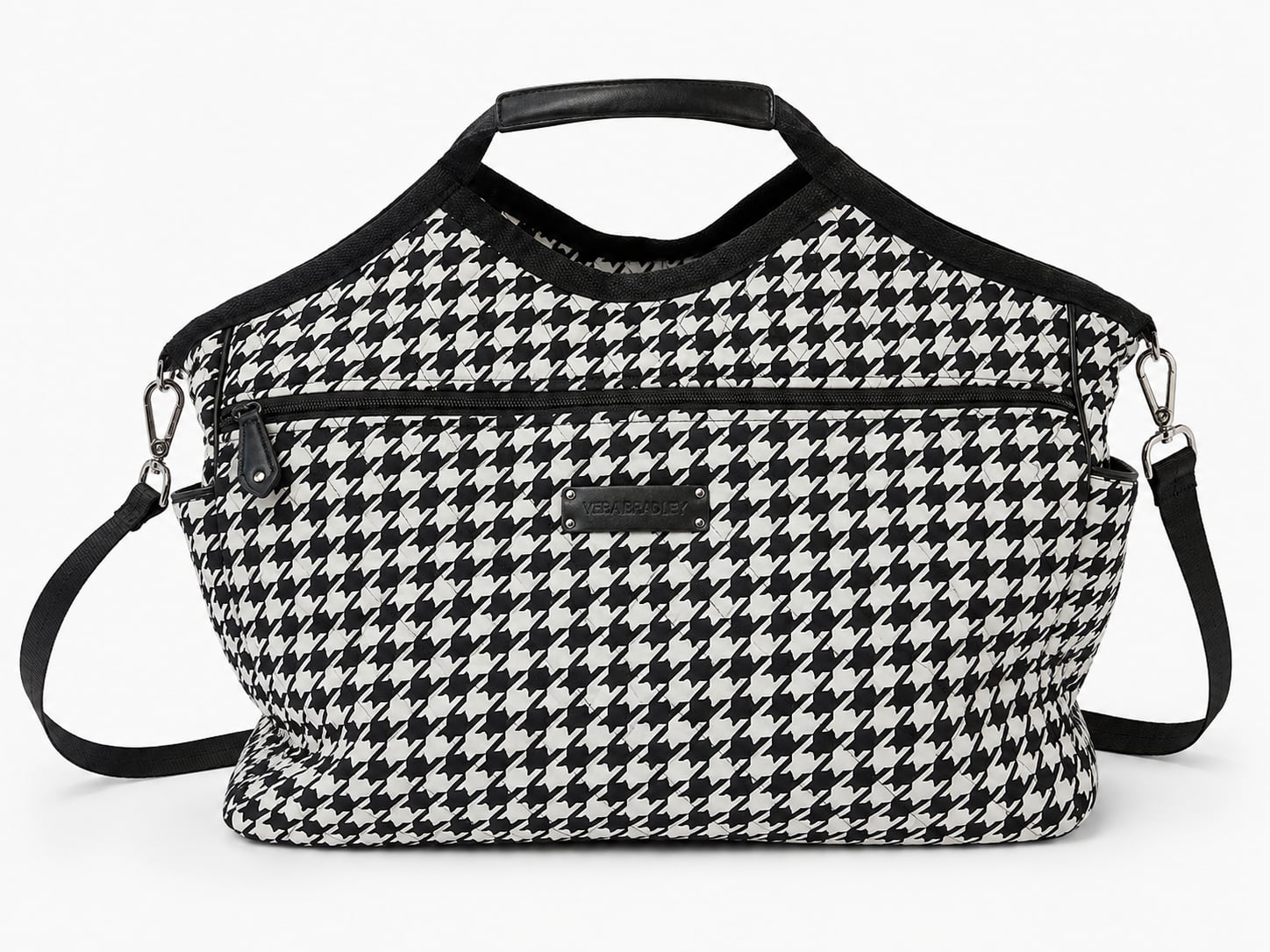 Vera Bradley Black White Houndstooth Quilted Travel Carry Shoulder Bag 2