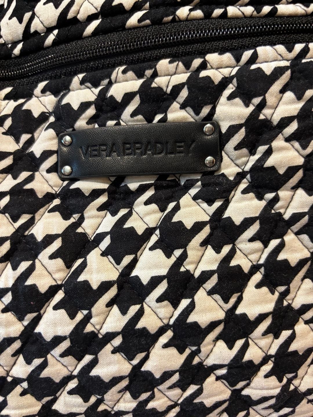 Vera Bradley Black White Houndstooth Quilted Travel Carry Shoulder Bag 4