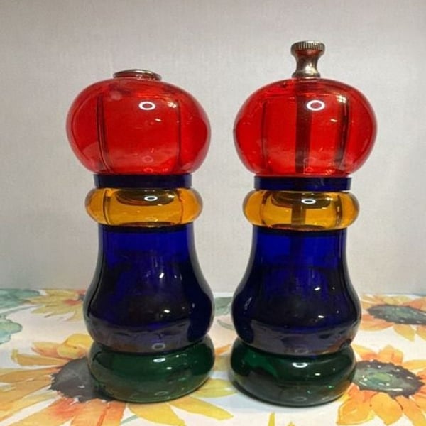 VTG Olde Thompson Sunset Fiesta Salt Shaker And Pepper Mill Set Multicolor 