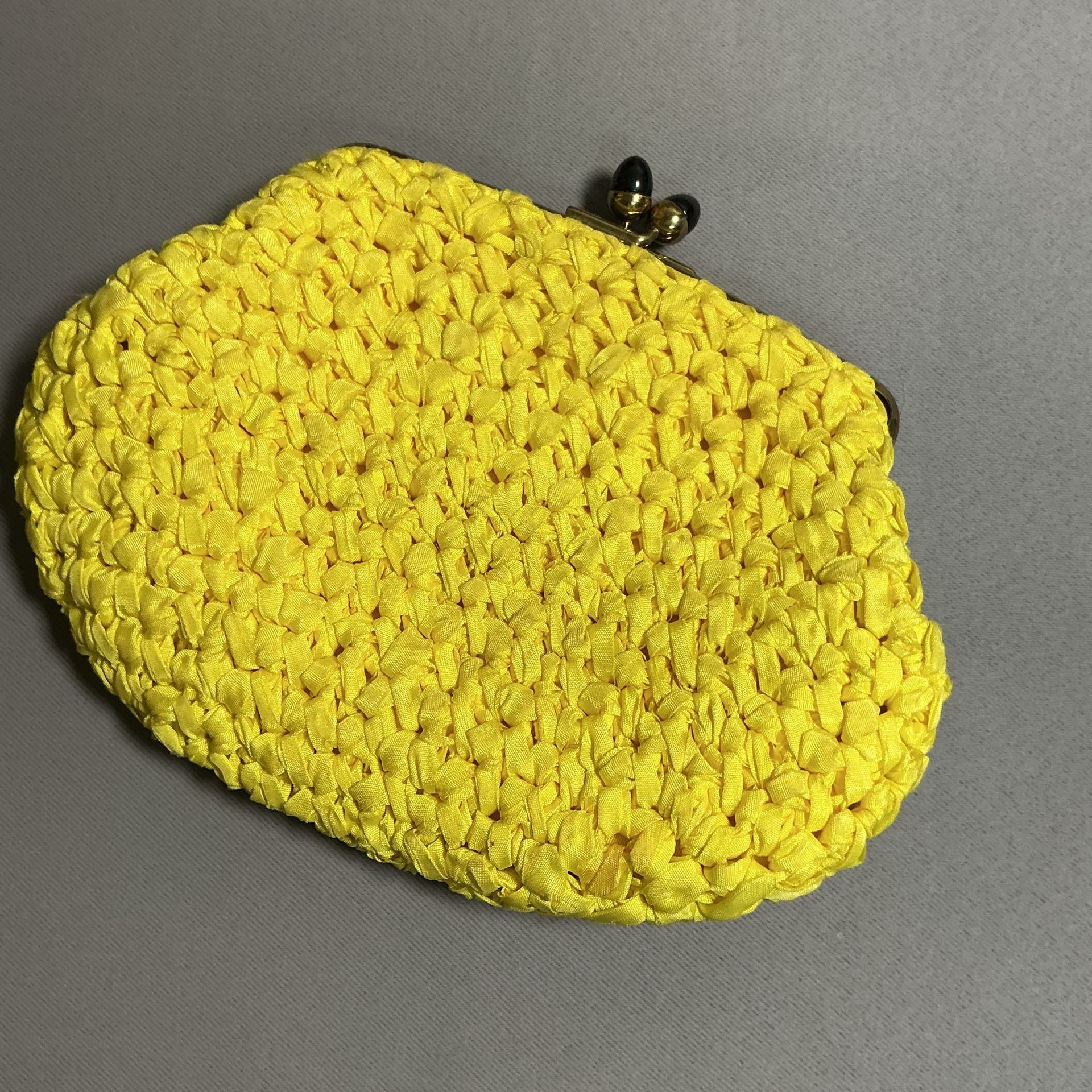 Morris Moskowitz Vintage Yellow Woven Satin Clutch Handbag 2