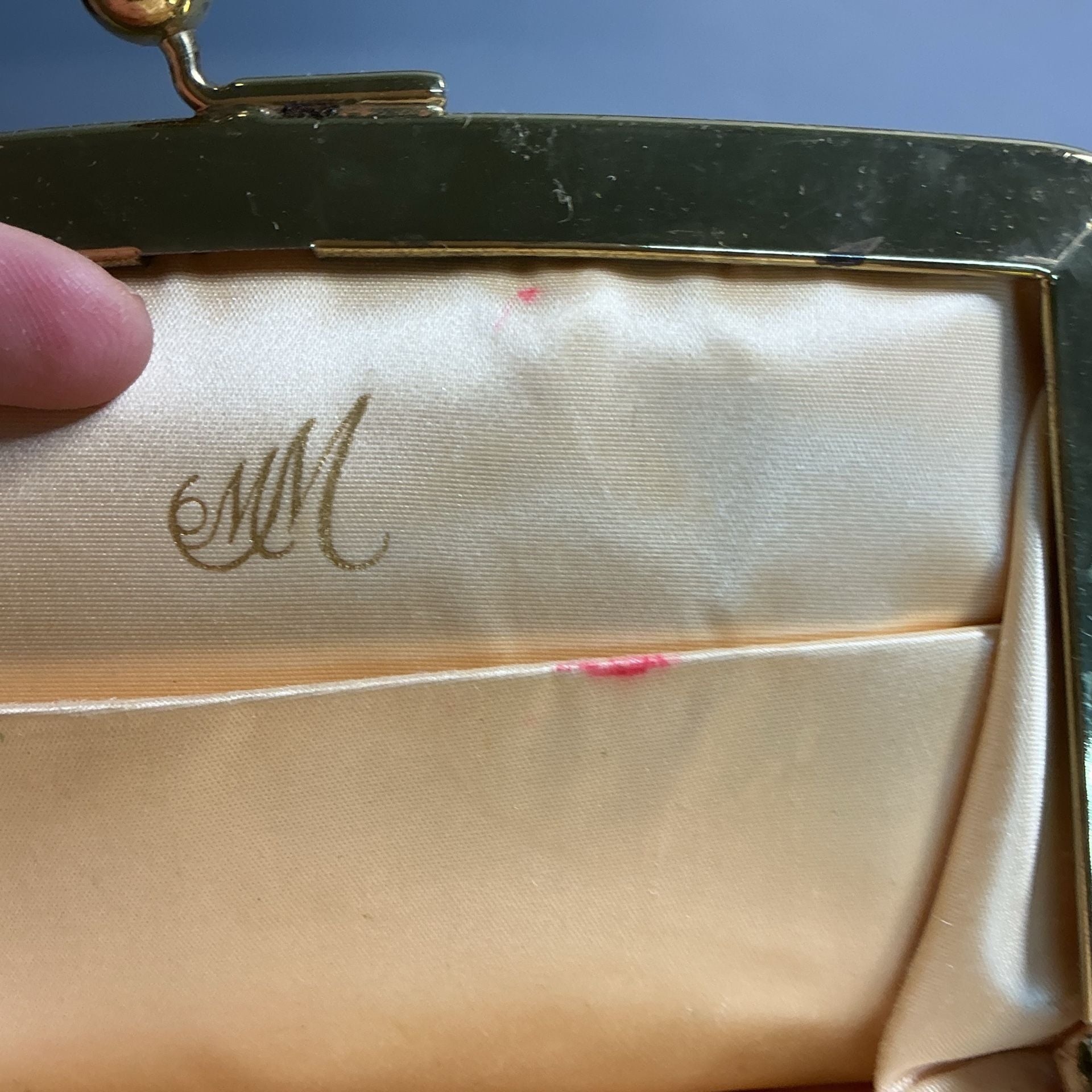 Morris Moskowitz Vintage Yellow Woven Satin Clutch Handbag 6