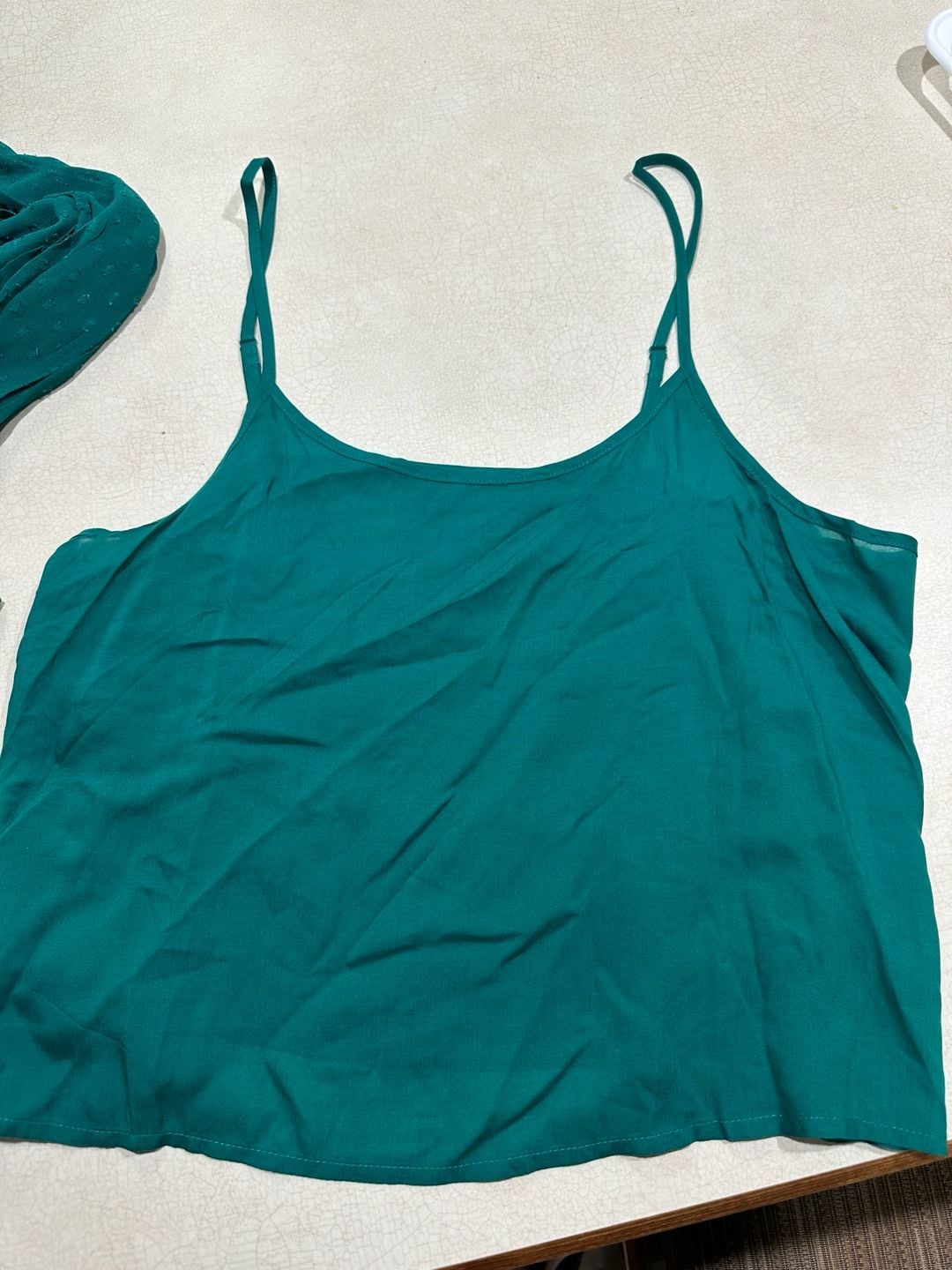 NWT Farm Rio Women's Green Clip Dot Ruffled Smocked High Neck Blouse Top Size L 10