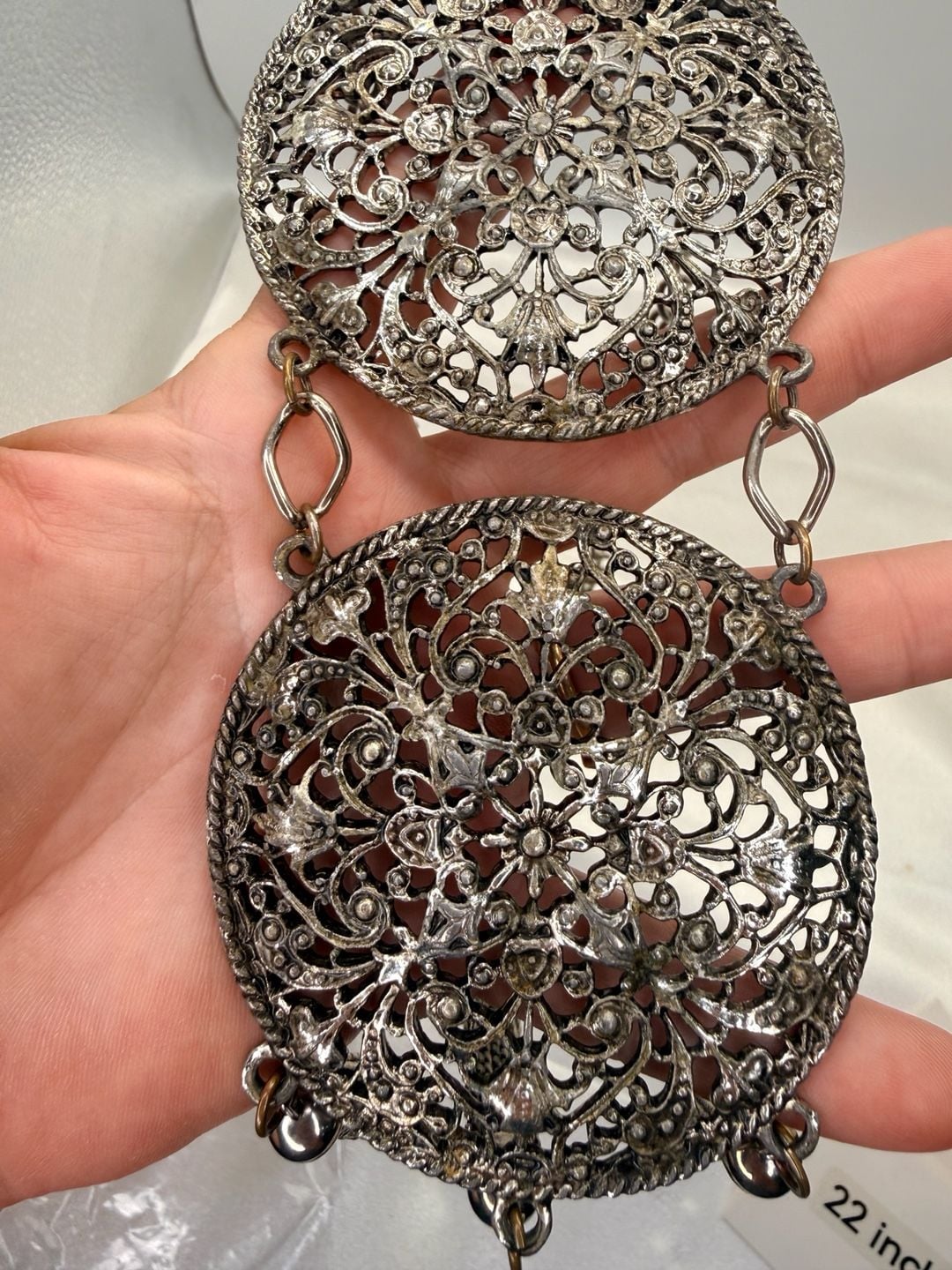 Vintage Filigree Medallion Tassel Pendant Necklace 6