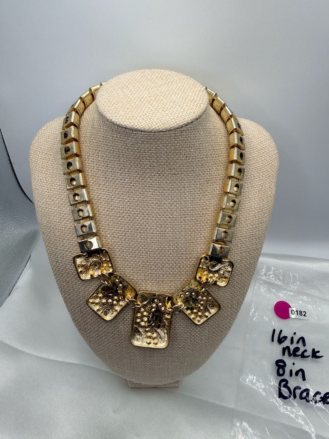 Unbranded Gold Tone Crystal Geometric Choker Necklace 9