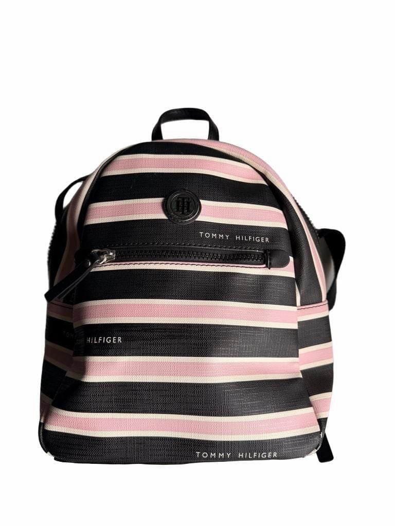 Tommy Hilfiger Striped Mini Backpack Black Pink White 2
