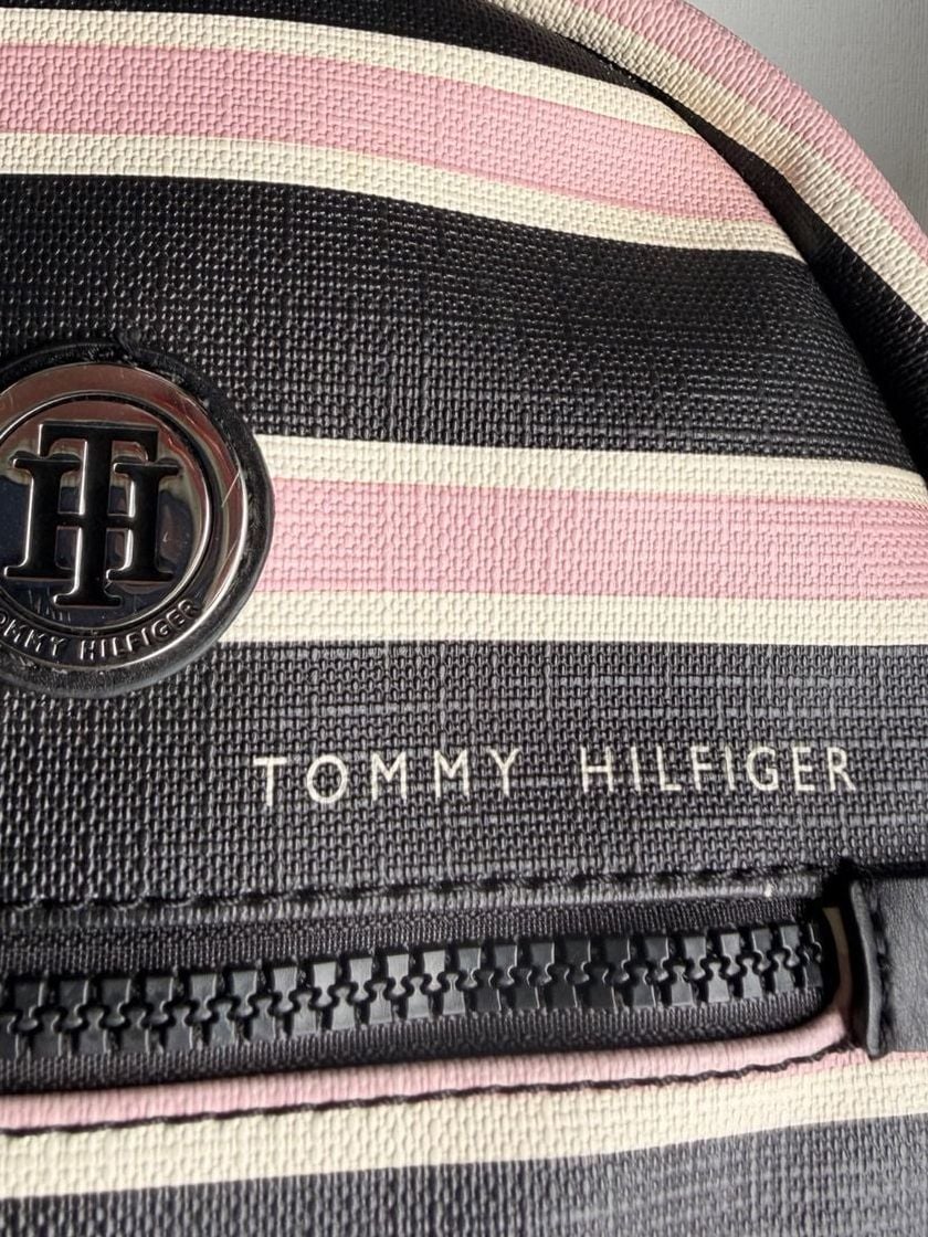 Tommy Hilfiger Striped Mini Backpack Black Pink White 3