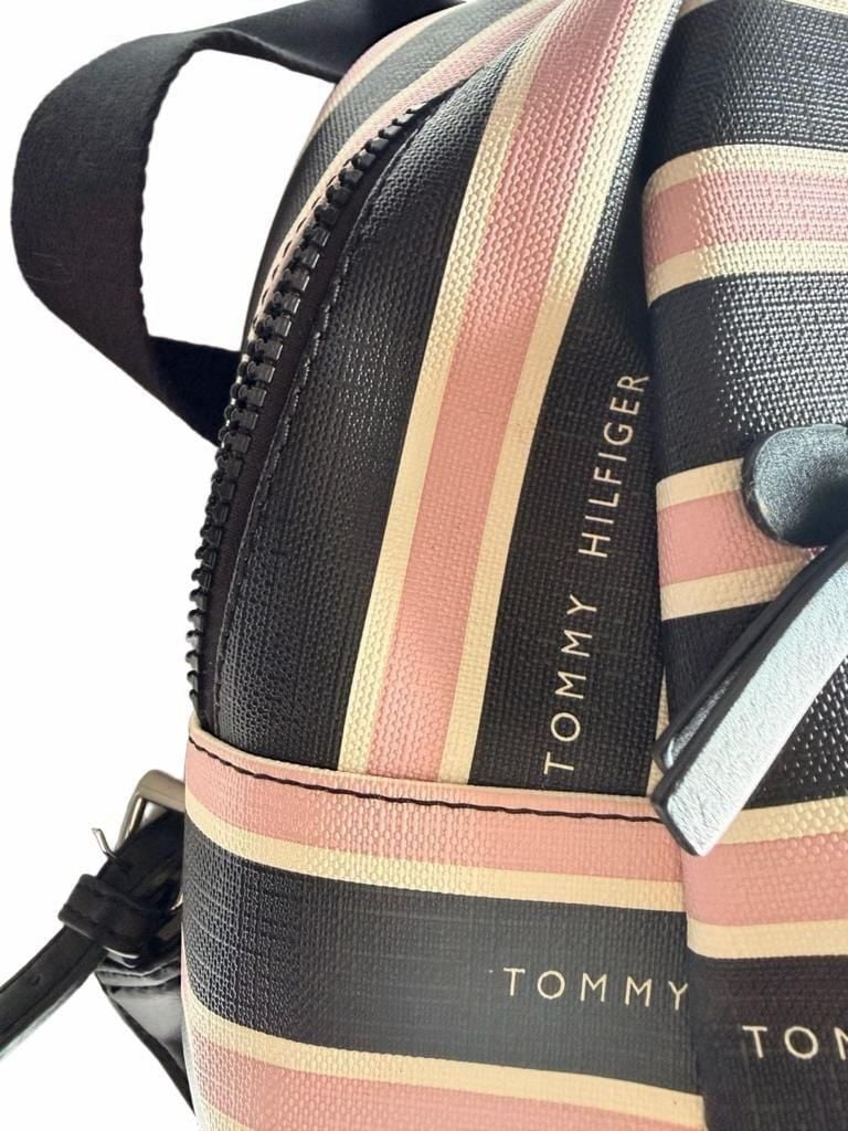 Tommy Hilfiger Striped Mini Backpack Black Pink White 5