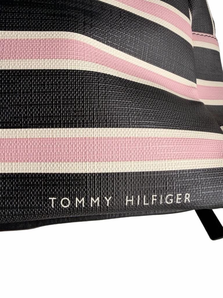 Tommy Hilfiger Striped Mini Backpack Black Pink White 4