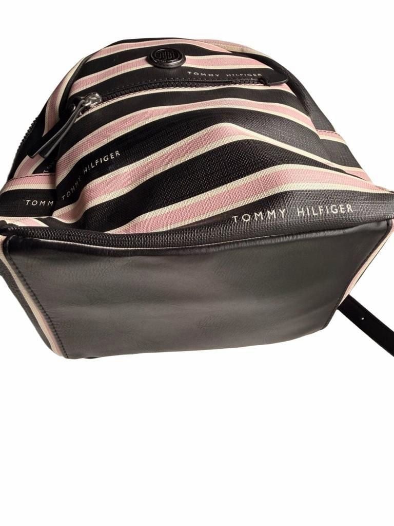 Tommy Hilfiger Striped Mini Backpack Black Pink White 7