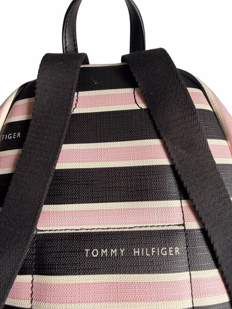 Tommy Hilfiger Striped Mini Backpack Black Pink White 10