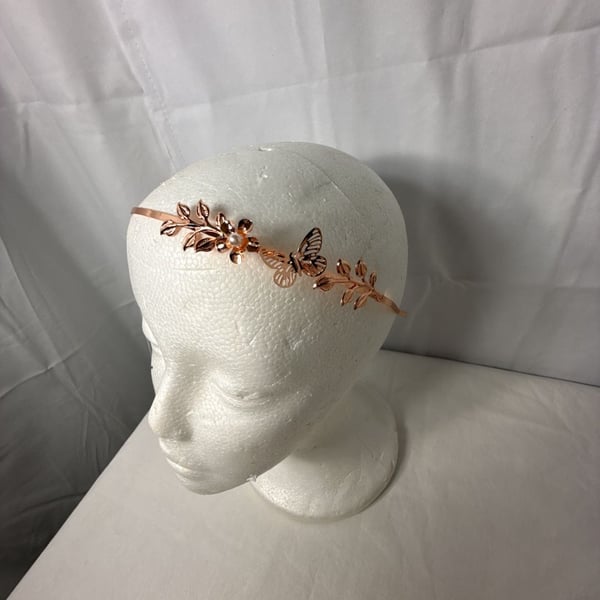Claire's Butterfly Headband Rose Gold Metal Leaves