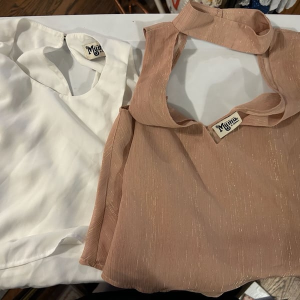Lot of 2 Mumu Show Me Your Mumu Tank Tops Blush Gold Metallic & White XS