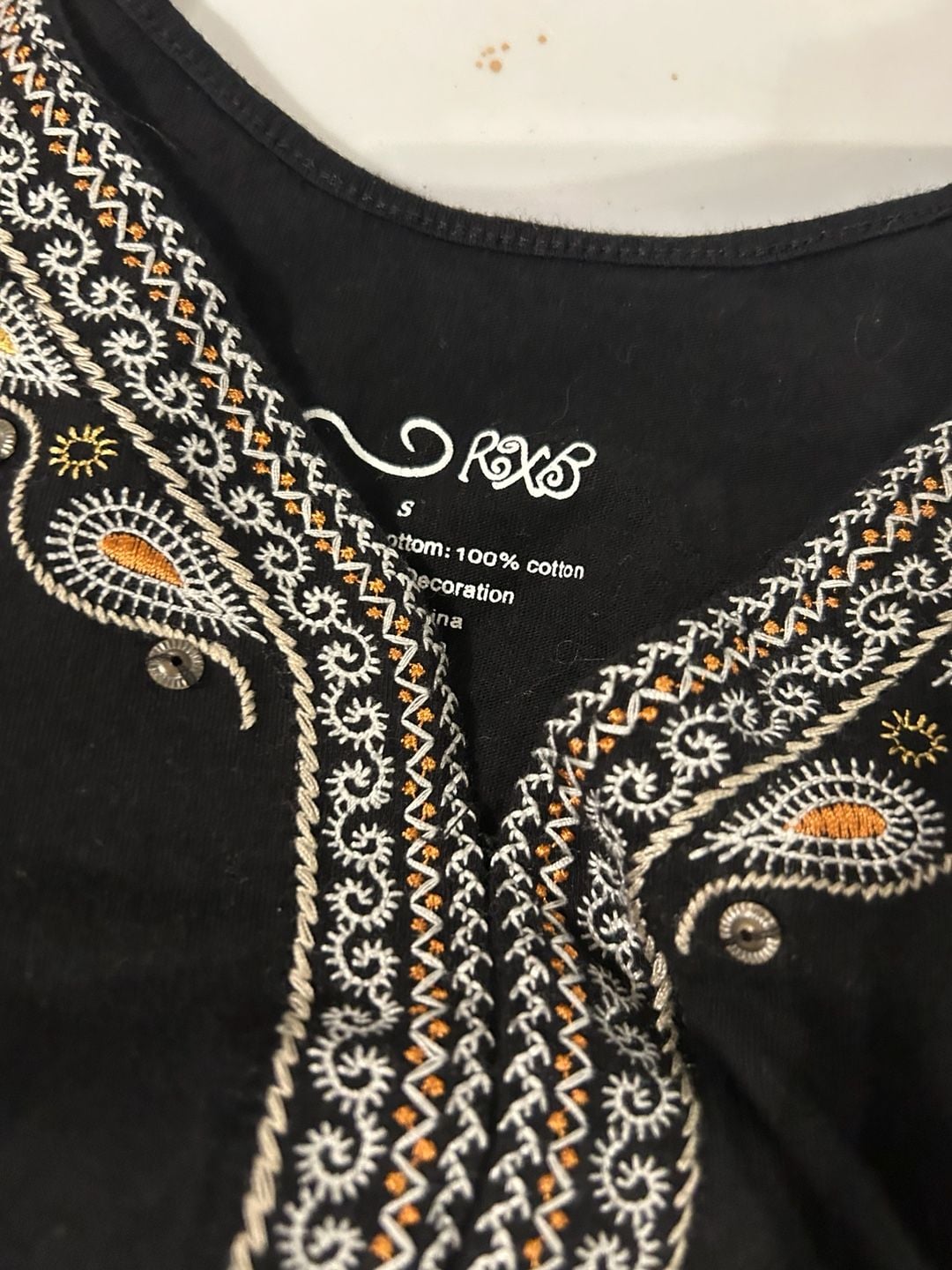 Boho Style Lot of 3 Women's Tops Size Small Black Embroidered Lace Peasant 2