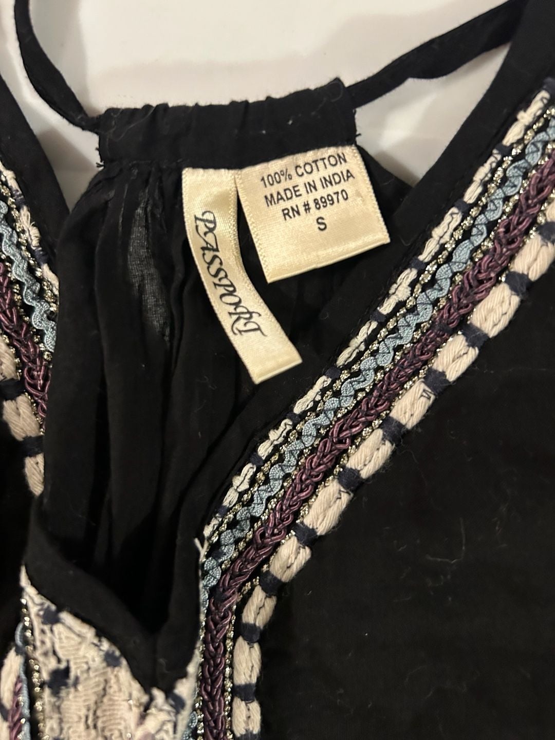 Boho Style Lot of 3 Women's Tops Size Small Black Embroidered Lace Peasant 4