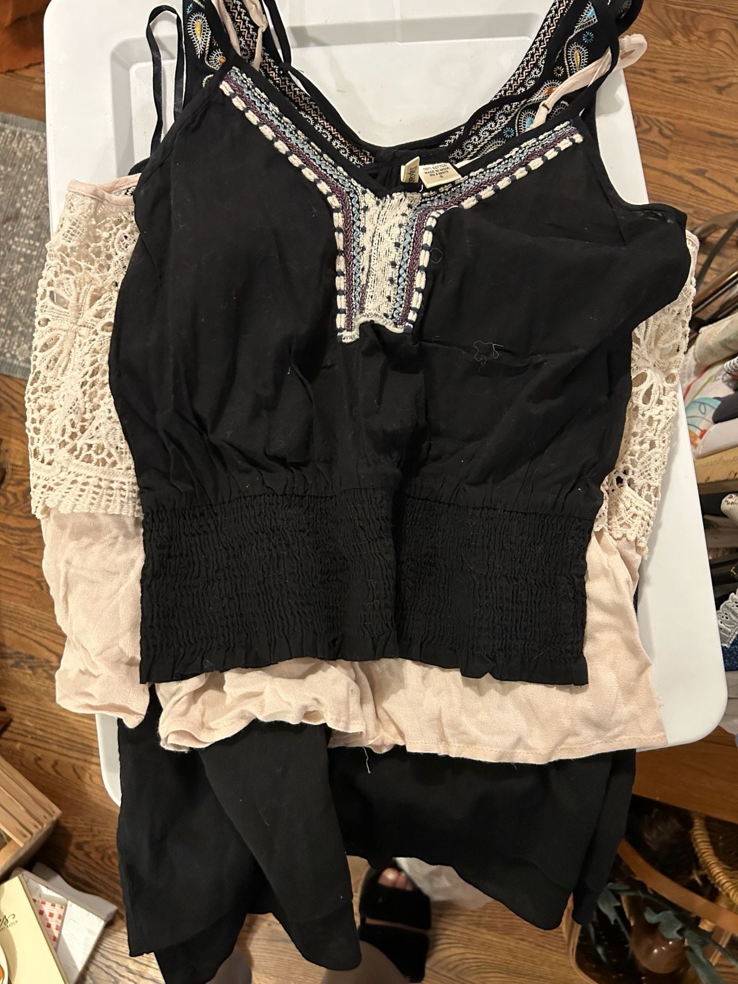 Boho Style Lot of 3 Women's Tops Size Small Black Embroidered Lace Peasant 5