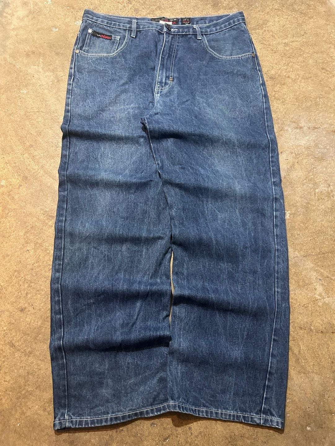 Vintage Tribal Graphic Logo Spellout Embroidered Jeans 4