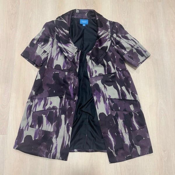 Simply Vera Vera Wang Short Sleeve Jacket Size M Purple Floral Topper